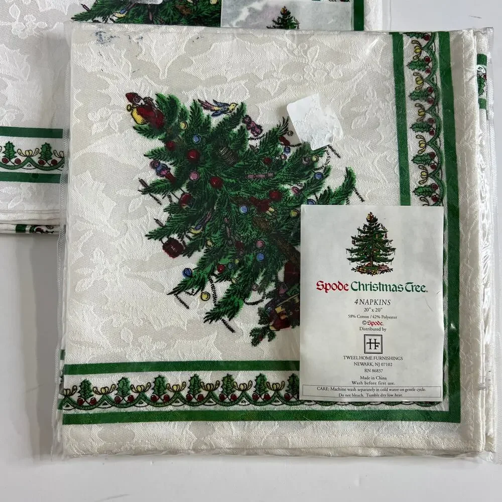 Spode Christmas Tree Tablecloth Placemats Napkins Set Holiday Table Linens Decor